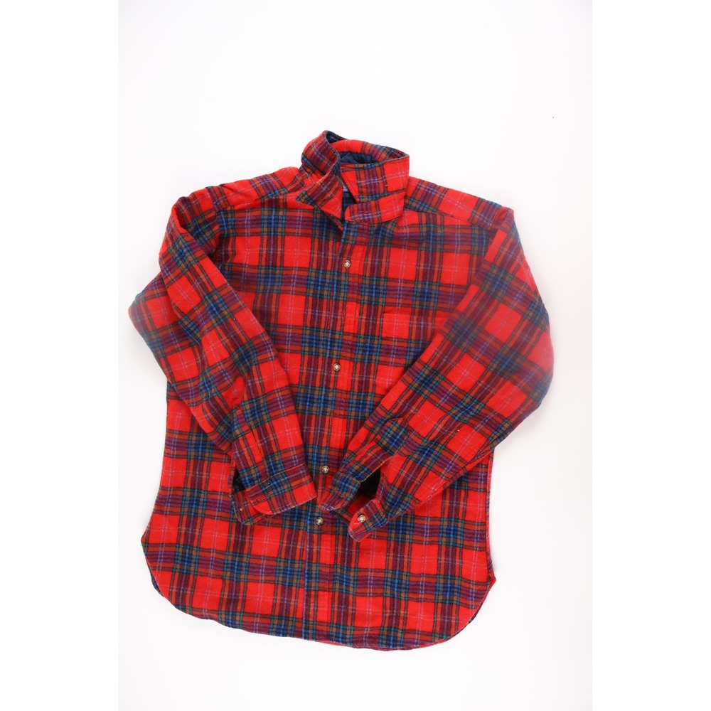Pendleton Vintage 100% Virgin Wool Shirt Plaid Red Tartan L  Excellent Condition